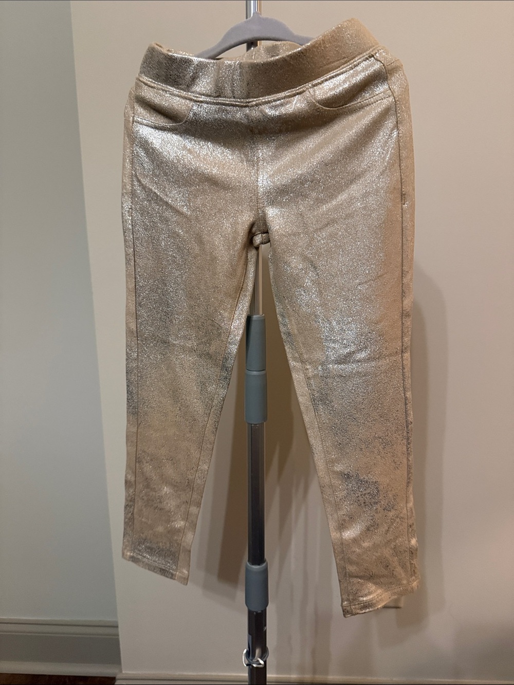 Tractr Metallic Cream w/Silver Glitter Jeggings